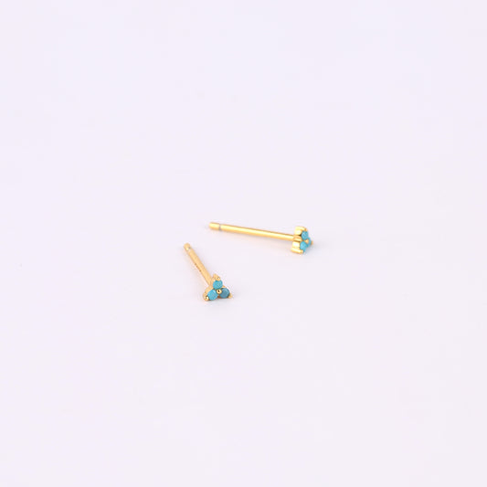 Tiny Turquoise Flower Stud Earrings
