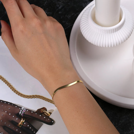 Gold Herringbone Chain Bracelet