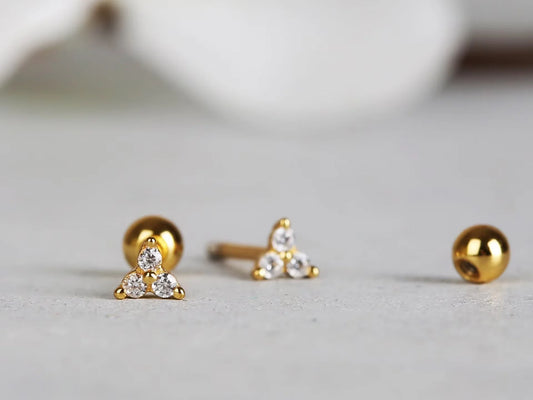 20G Tiny Flower Shape Ball Backing Stud Earring