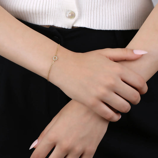 Gold Diamond Open Circle Bracelet