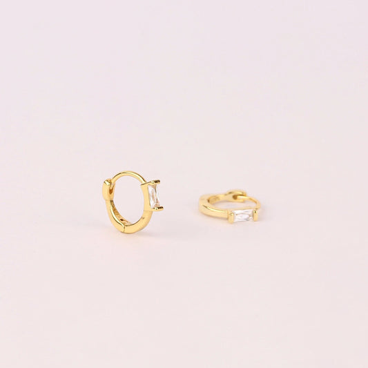 Baguette Diamond Huggie Hoop Earrings