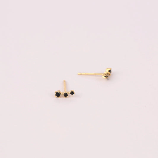 Black Cz Climber Stud Earrings