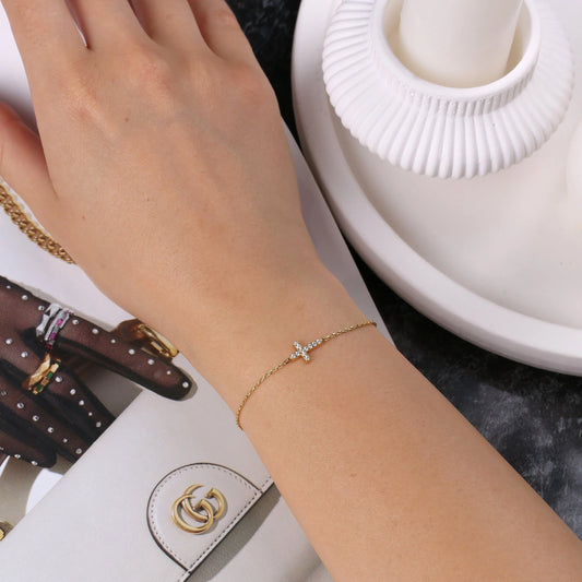 Sideways Cross Charm Bracelet