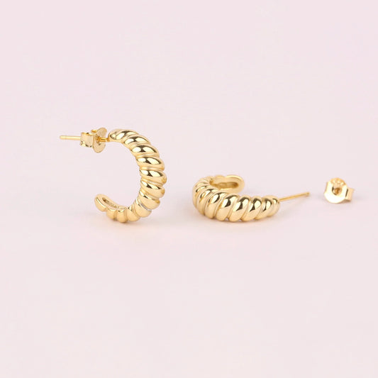 Croissant Shape Hoop Stud Earrings