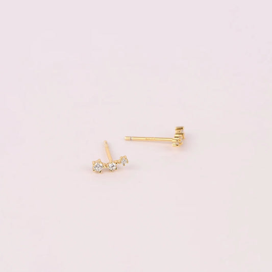 Dainty Diamond Climber Stud Earrings