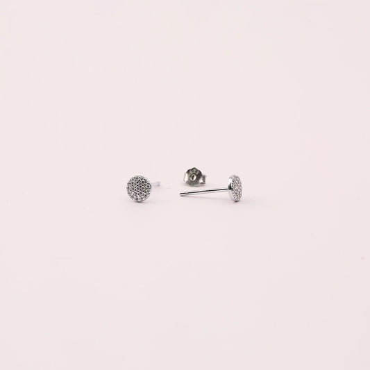 Diamond CZ Disc Stud Earrings