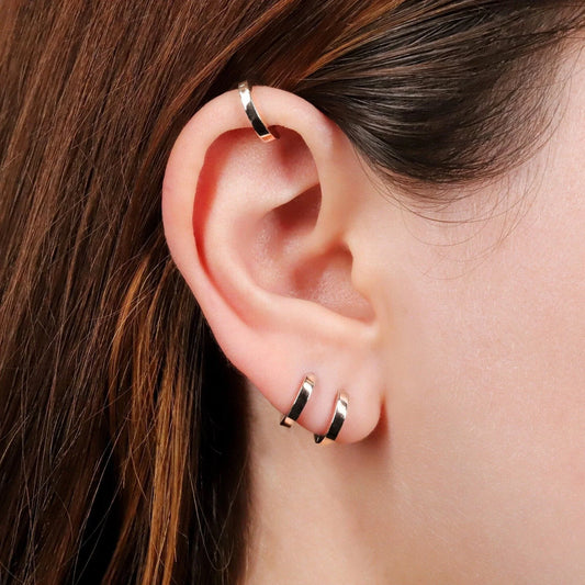 Sterling Silver Plain Huggie Hoop Earrings