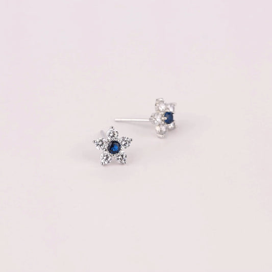 Sapphire Flower Stud Earrings