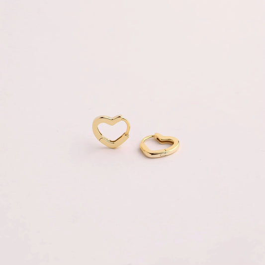 Tiny Heart Huggie Hoop Earrings
