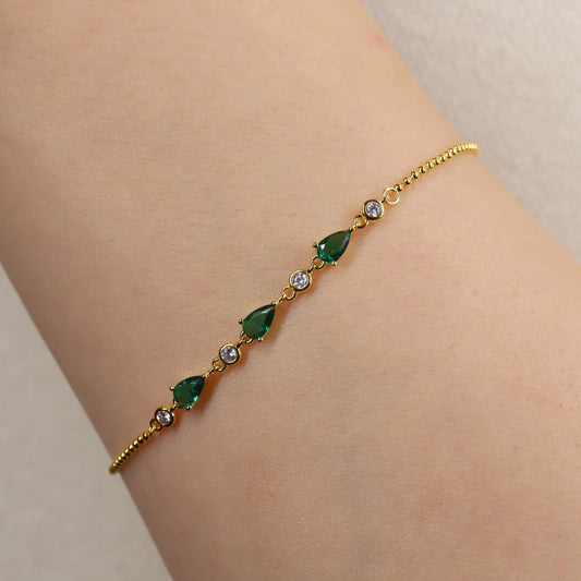 Emerald Green Marquise Chain Bracelet