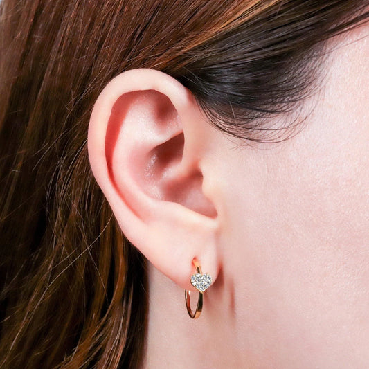 Heart Hoop Stud Earrings