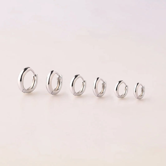Silver Thick Huggie Hoop Earrings
