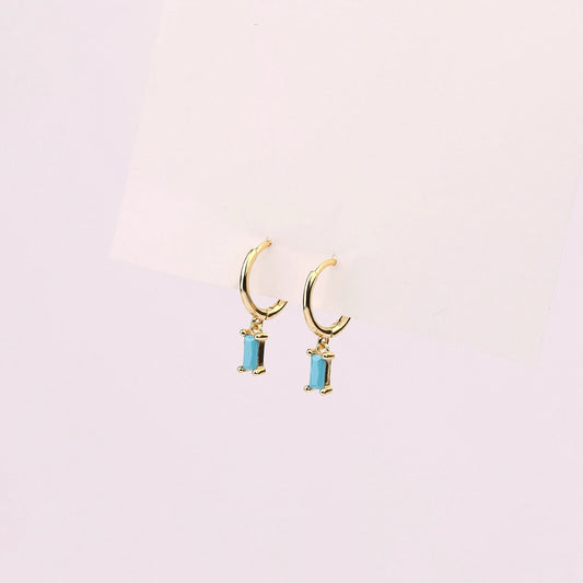 Turquoise Charm Dangle Hoop Earrings