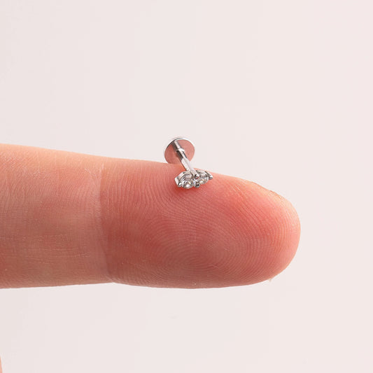 18G Two Stone Threadless Push Pin Labret Stud Earring