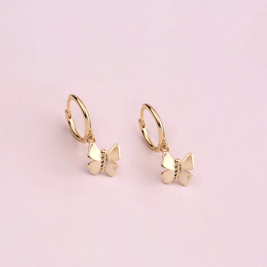 Dangling Butterfly Hoop Earrings