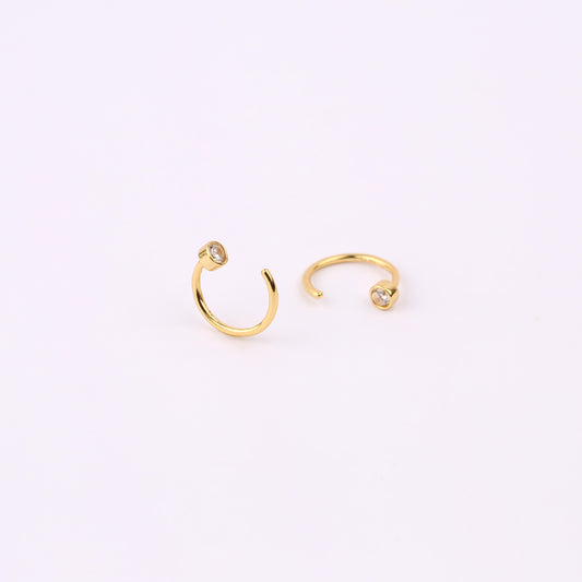 Bezel Open Hoops Earrings