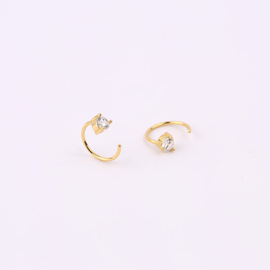 Diamond Open Hoop Earrings