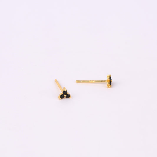 Black Stone Flower Stud Earrings for Women