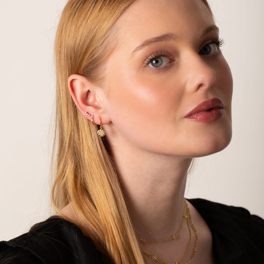 18G Climber CZ Threadless Push Pin Labret Stud Earring