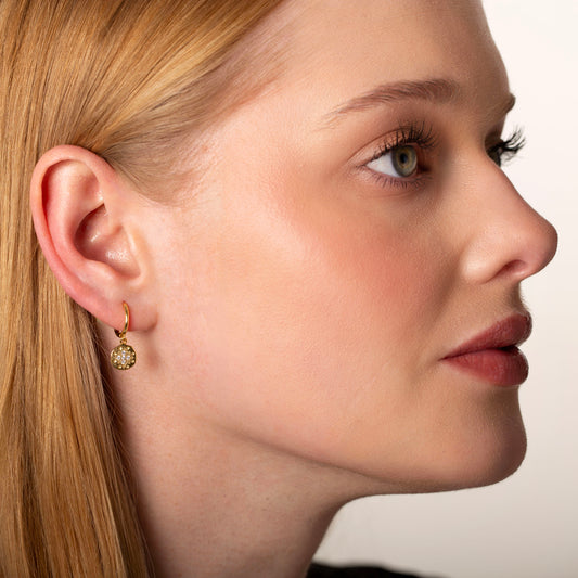 Starburst Disk Charm Dangle Hoop Earrings
