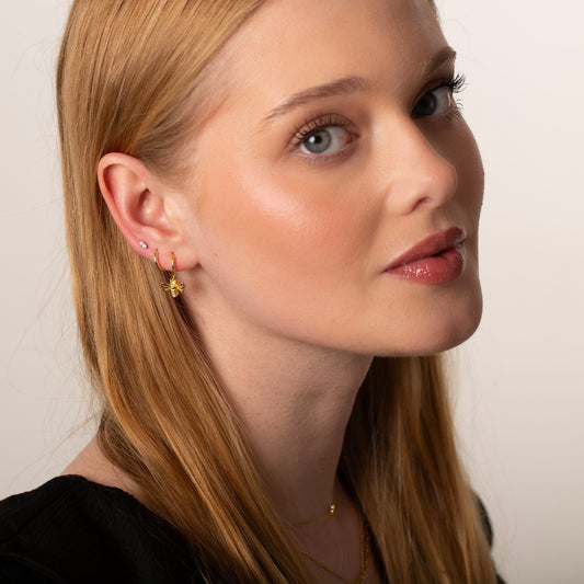 18G Two Stone Threadless Push Pin Labret Stud Earring