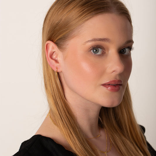 Gold Spike Charm Dangle Hoop Earrings