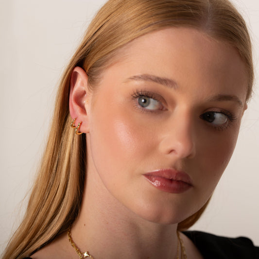 Tiny Heart Huggie Hoop Earrings