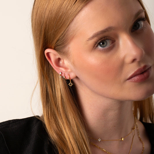 18G CZ Dangle Threadless Push Pin Labret Stud Earring