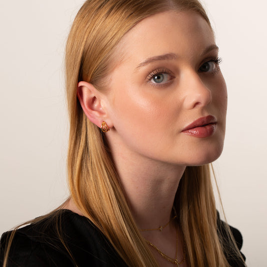 Triple Band Hoop Stud Earrings