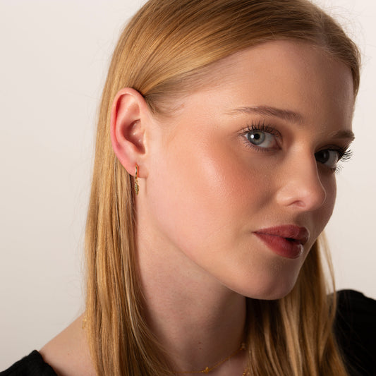 Feather Charm Dangle Hoop Earrings