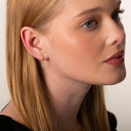 Dangling Lightning Bolt Charm Hoop Earrings