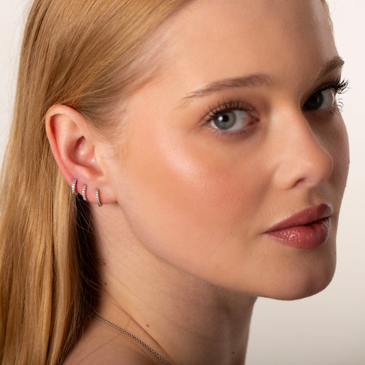 Tiny Huggie Hoop Earrings | Silver