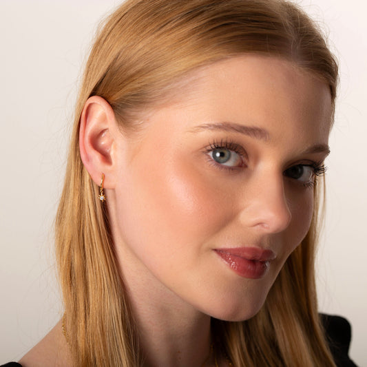 North Star Charm Dangle Hoop Earrings