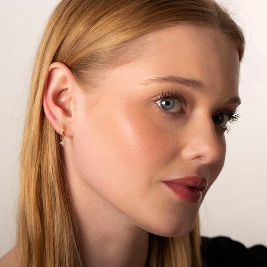 Dangling Flower Charm Hoop Earrings