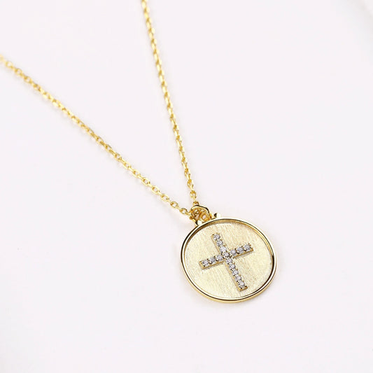 Cross Coin Medallion Necklace