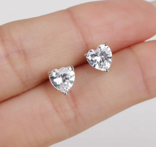 Heart Shape Diamond Stud Earrings