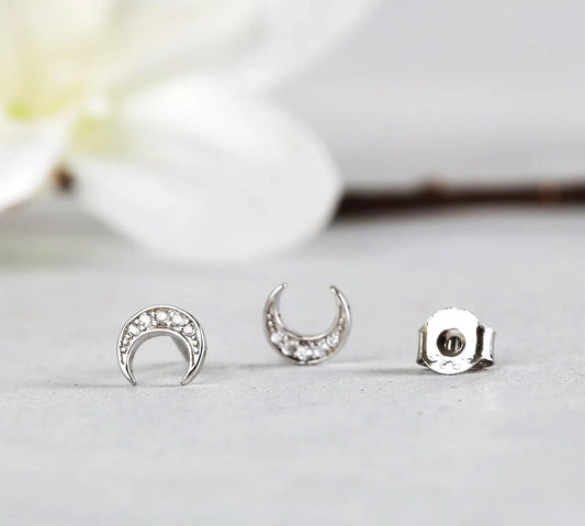 Crescent Moon Stud Earrings