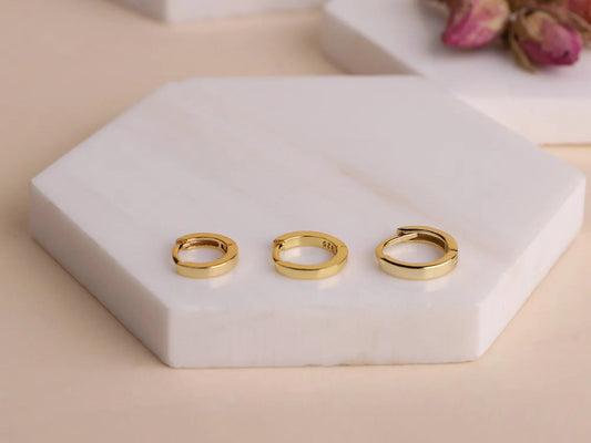 Sterling Silver Plain Huggie Hoop Earrings