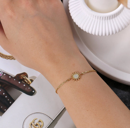 Gold Sun Charm Bracelet