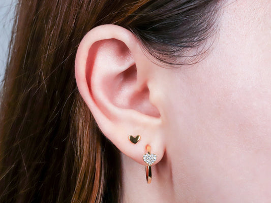 Heart Hoop Stud Earrings