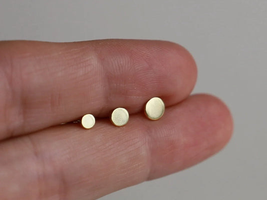 Tiny Flat Disc Stud Earring with Ball Backing