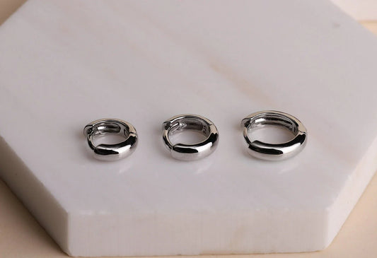 Mens Sterling Silver Huggie Hoop Earring