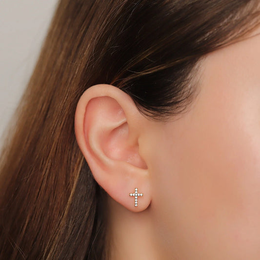 Tiny Cross Stud Earrings