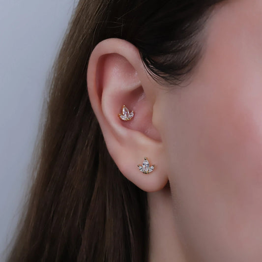 Tiny Crown Shape Cartilage Stud Earrings