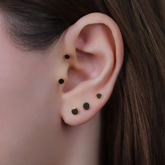 Flat Disc Stud Earrings with Ball Backing