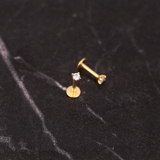 18G Tiny Diamond Threadless Push Pin Labret Stud
