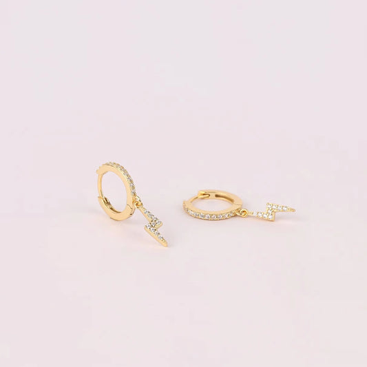 Dangling Lightning Bolt Charm Hoop Earrings