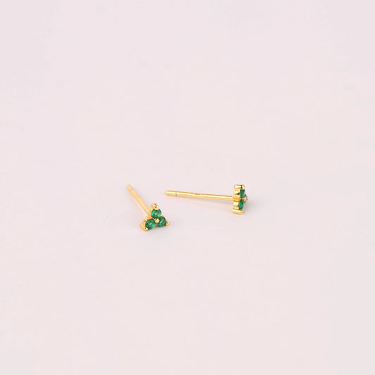 Emerald Flower Stud Earrings for Women