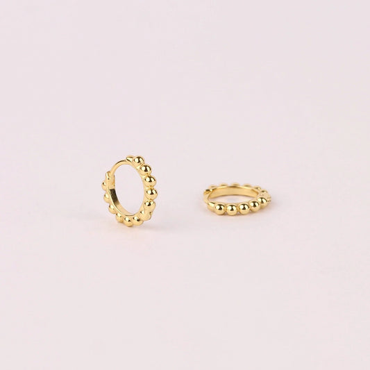 Dainty Gold Beaded Huggie Hoop Earrings