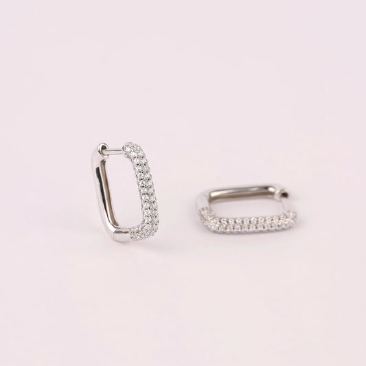 Gold Rectangle Huggie Hoop Earrings